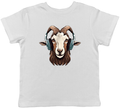 Ziege DJ Kinder T-Shirt Kopfhörer Techno Rock Punk Rap Musik Kinder Jungen Mädchen