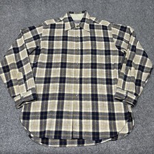Vintage Pendleton Shirt Mens Large 100% Wool Made in USA Blue Plaid Long Sleeve