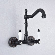 Black Oil Rubbed Brass Kitchen Faucet Bathroom Sink Mixer Tap Wall Mount ssf752