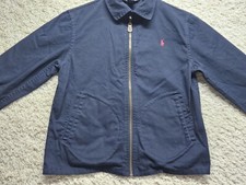 Polo Ralph Lauren Jacket Boys Mediun 10-12 Navy Cotton Zip Youth Red Pony