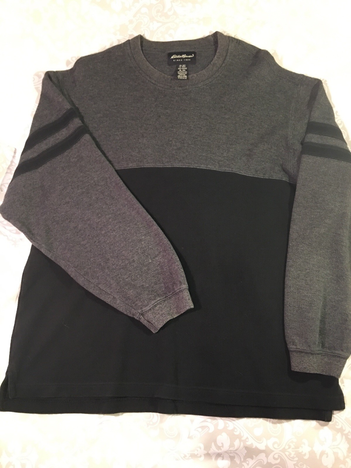 Eddie Bauer Sweater Men's XL Black & Gray Pullover Long Sleeved EUC eBay