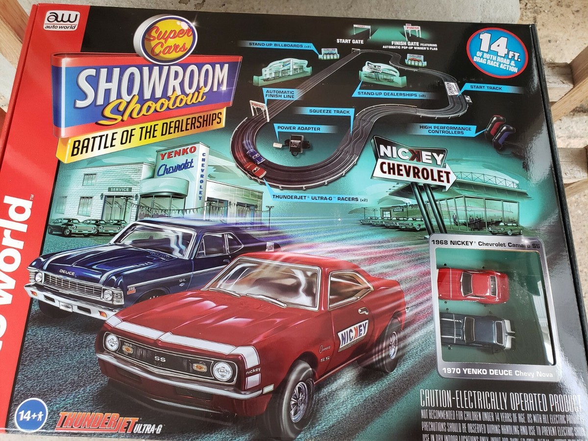 Auto World Showroom Shootout Battle of the Dealerships Slot Car
