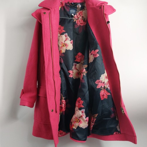 Joules Woolsdale Lined Duffle Coat pink Raspberry Size 10 RRP £179 wool blend - Picture 6 of 7