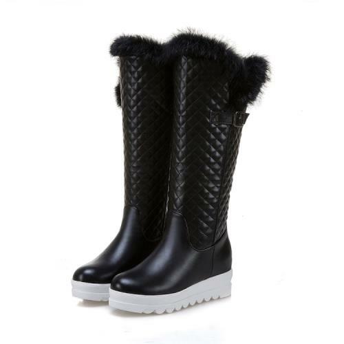 Mujeres Invierno Cálido Media pantorrilla Rodilla Puntera Redonda Alta Suela Gruesa Nieve Botas 41 42 43 D - Imagen 14 de 14