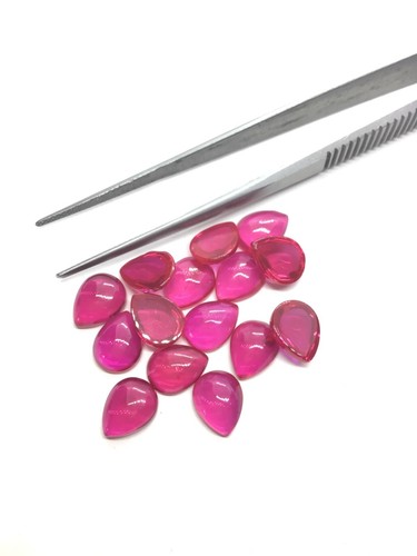 AAA Red Ruby 9x11mm To 10x14mm Pear Flat Back Cabochon Synthetic Loose Gemstone - Picture 19 of 24
