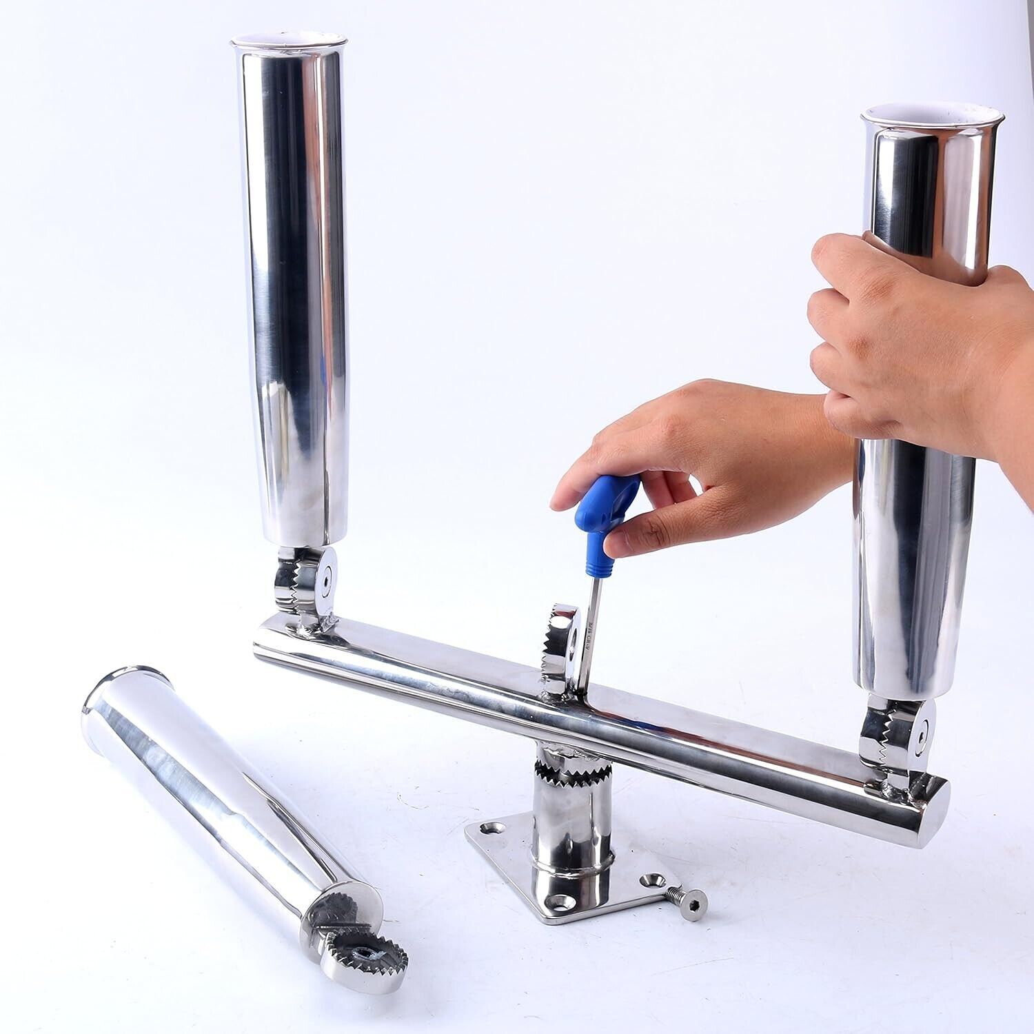 3 Tube Stainless Steel Trident Outrigger Stylish Fishing Rod Holder Deck Mount