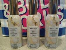 *NEW* 3 Bath & Body Works White Barn Sun Drenched Linen Room Spray *FREE SHIP*