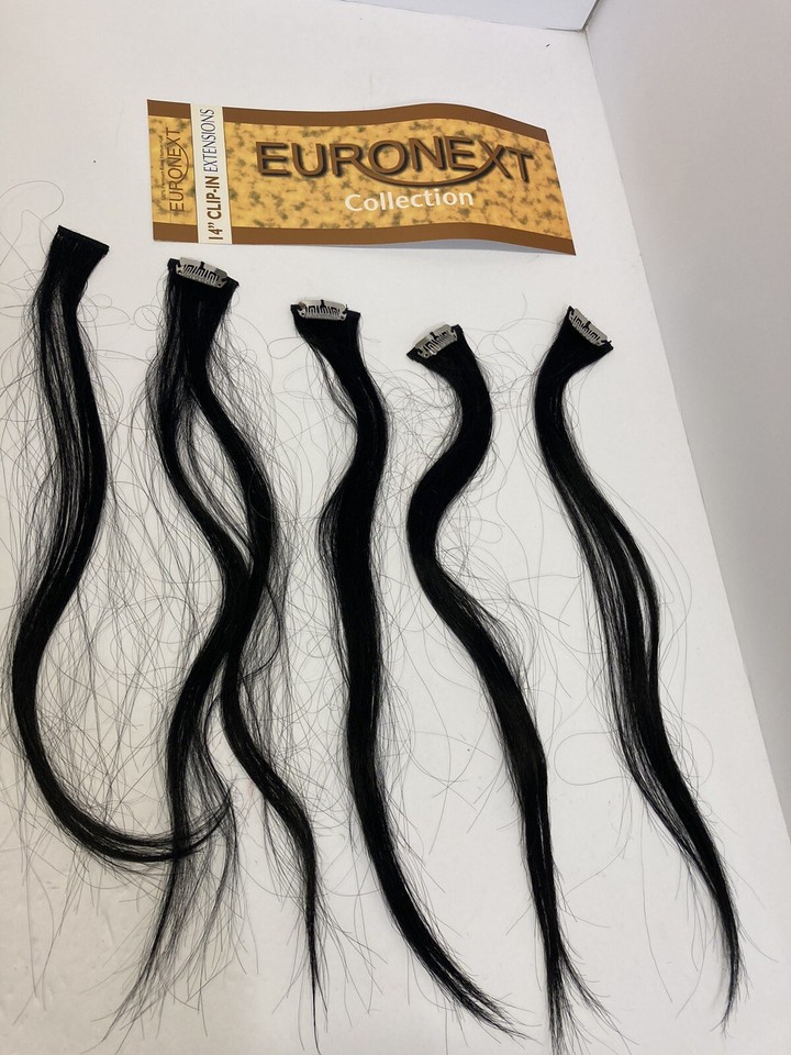 Euronext 100 Premium Remy Black 14” Clip In Human Hair Extensions eBay