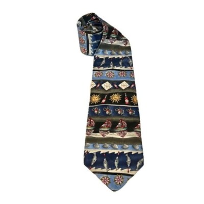 Vintage Tabasco Sauce Silk Novelty Nautical Tie Made in USA