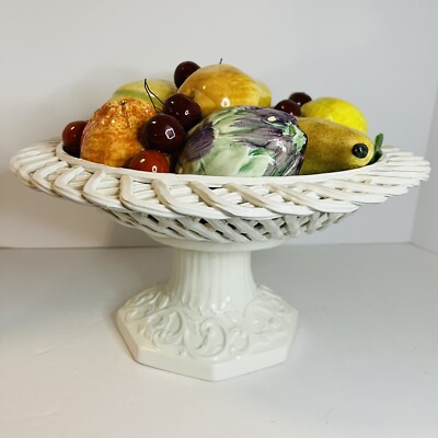 BASSANO Italian pedestal fruit bowl centerpiece Tuscany farmhouse decor 