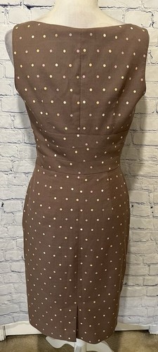 Kay Unger New York Brown Polka Dot Cotton Blend Midi Dress Size 8 - Picture 5 of 8