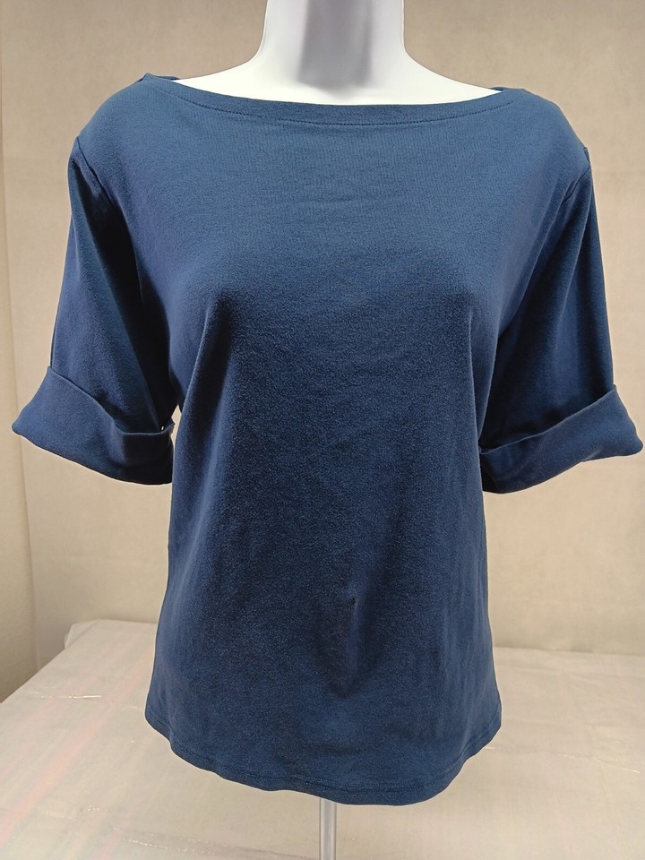 Lauren Ralph Lauren Womens 2XL Blue Cuffed Short Sleeve Shirt Flaw eBay