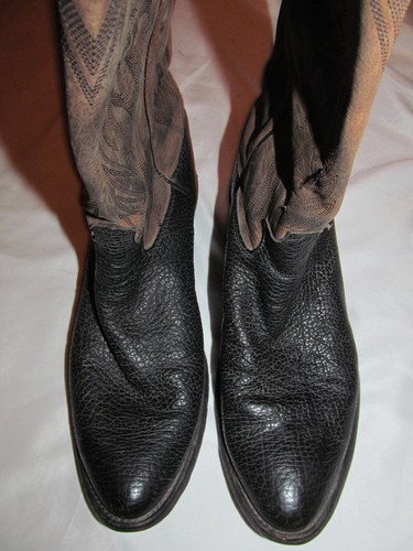 stivali da cowboy vintage JUSTIN pelle grana testurizzata alti pull on 7,5 D - Foto 3 di 6
