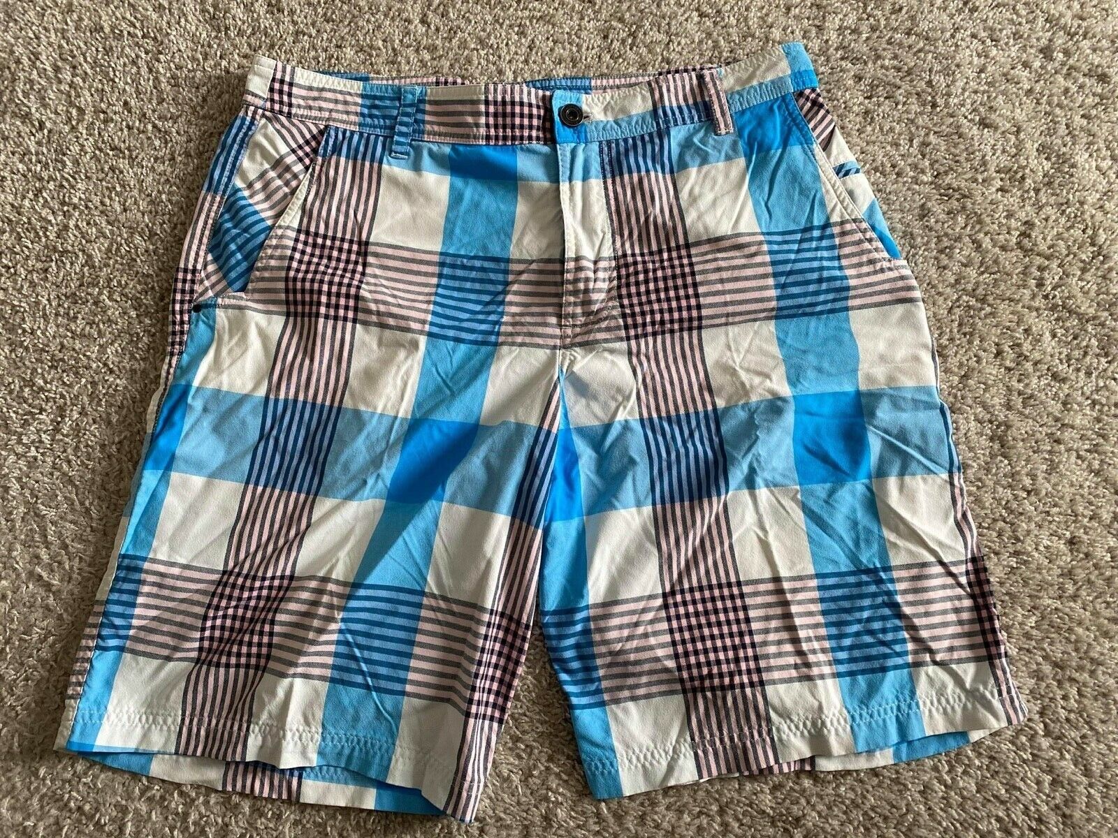 Lululemon Athletica Blue White Plaid Shorts New products world's highest Ranking TOP10 quality popular Casual Mens Stretch