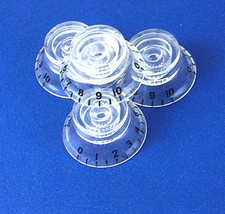 A Set of 4 Top Hat Bell Style Guitar Speed Knobs with Transparent Style