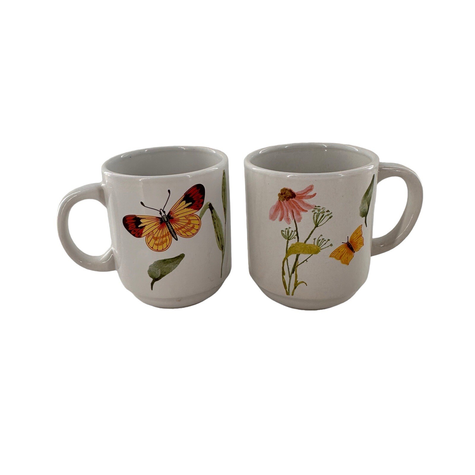 2x Old East Main Co Smooth 12 oz Coffee Tea Mug Cup Butterfly Wildflower Gift b