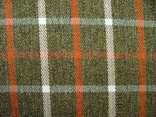 Sea Green Herringbone Wool Effect Tartan Upholstery Cushion Curtain Fabric