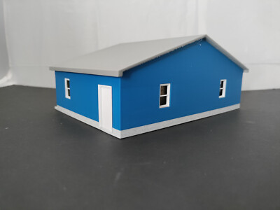1:64 Scale - Blue 3 Car Garage with Opened and Closed Garage Door