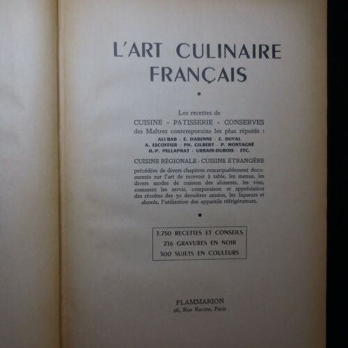 L’art culinaire français 1951 gastronomie cuisine nutrition FLAMMARION N6276 - Foto 4 di 12