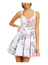 TRIXXI Womens Fit + Flare Short Dress Light Blue Sleeveless Juniors 5