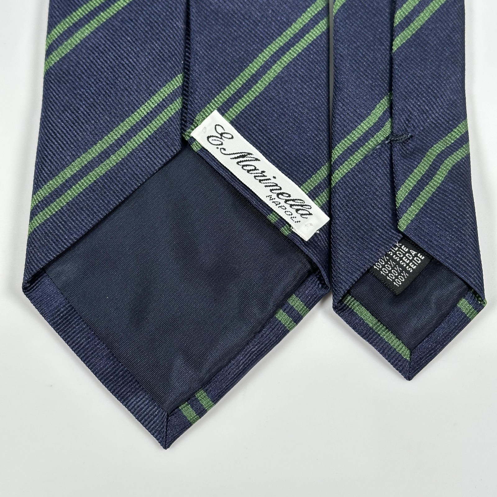 E Marinella Napoli Silk Tie Mens Blue Green Stripe Masonic 150 Unita D Italia