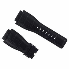 24MM LEATHER BAND STRAP FOR BELL  ROSS WATCH MODEL BR-01-BR-03 WATCH BLACK