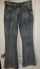 Vintage Cache Embellished Denim Jeans Flare Bottom Size 4 RN74578