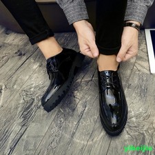 Men's Shiny Patent Leather Lace Up Dress Formal Wedding Shoes Evening Shoes 2026