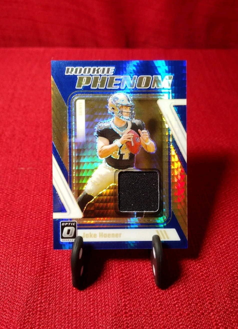 2023 Donruss Optic Jake Haener #RP-JHA Rookie Phenom Blue Hyper Prizm Saints