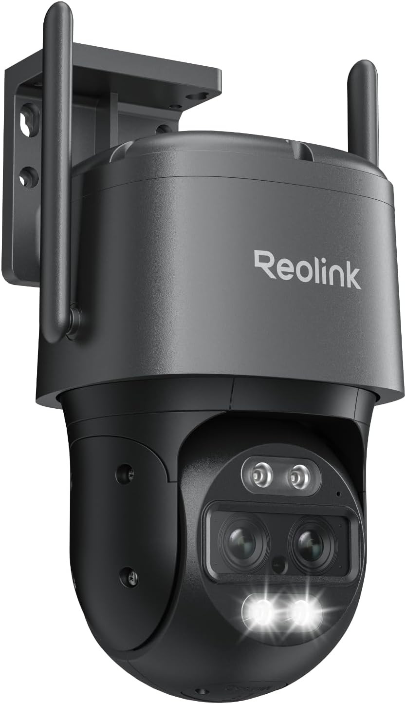 Caméra de surveillance extérieure 4K double objectif Wi-Fi 6 bi-bande blanche