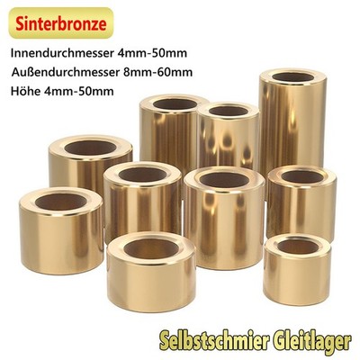 4mm-60mm Selbstschmier Gleitlager Sinterbronze Lager Buchse Lagerbuchse Innen