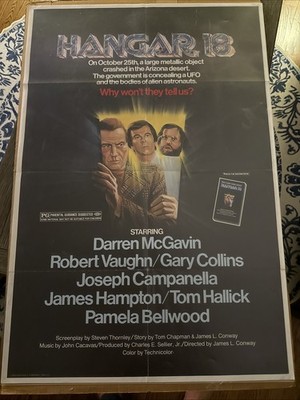 Hangar 18  original movie poster 1980 Sun Classic Pictures 27x40 Sci-fi Folded