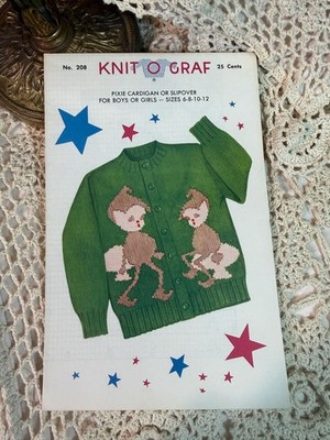 1950s Pixie Cardigan Knitting Pattern   Storybook Elf Sweater 1954