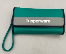 Tupperware Wristlet Wallet New Without Tags Blue-Green And Gray White Logo