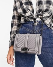 Rebecca Minkoff Grey Chevron Quilted Small Love Leather Crossbody Bag