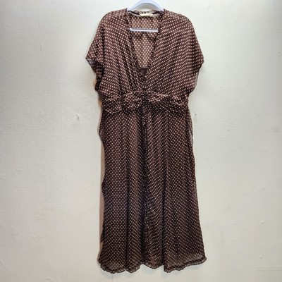 VTG Y2K Jonathan Martin Brown Polka Dot Multi-Layered  Flowy Mesh Dress Size 20W