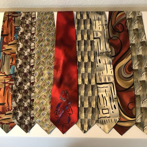 Lot of 8 Vintage 1990s Jerry Garcia Neck Ties Silk Grateful Dead Mandolin Player