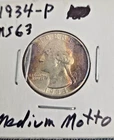 1934-P MEDIUM MOTTO WASHINGTON QUARTER SUPERIOR BU COIN!!