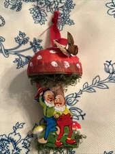 Gnomes And Mushroom Christmas Ornament