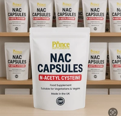PRINCE SUPPLEMENTS NAC N -Acetyl - Cysteine 2400 Mg capsule Supplement . Vegan, UK