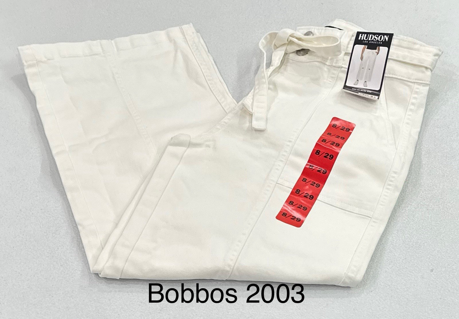 Hudson Women’s Wide Leg Belted Jeans, Cream, Size 8/29