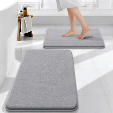 Luxury Memory Foam Bath Rug Set, Non-Slip, Quick Dry, Machine Washable, Grey