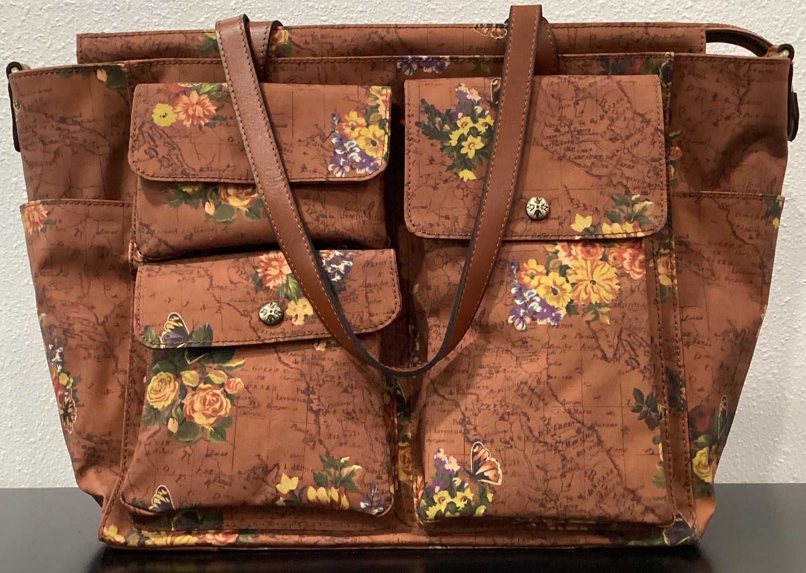 Patricia Nash Sorlana English Garden Travel Tote Canvas Leather 19"x13"x7" P2