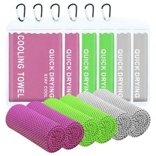 6 Pack Golf Towels, 40"x12" Gym Cooling 40"x12", 2pink  2 Green  2gery