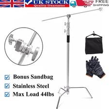 Heavy Duty 10ft C Stand Light Boom Gobo Arm Grip Head Stainless Steel 1/4" 3/8"