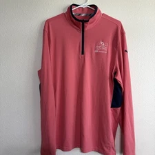 Puma Golf Sweater Mens Large Pink Pullover Quarter Zip Arnold Palmer Preppy Blue