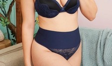 Maidenform Women's Blue Tame Your Tummy Lace Thong Shapewear Size L NWT 22.50