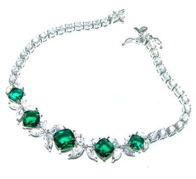 925 Sterling Silber Smaragd Armband 12,2ct grüner Edelstein Handarbeit 14,5g