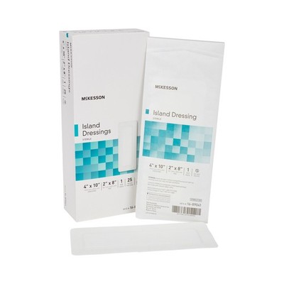 100 McKesson Adhesive Island Dressing Rectangle 4X10 Polypropylene 16-89041
