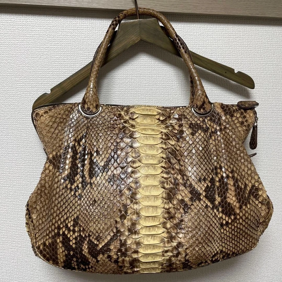 [Usado] Bolso de Hombro de Cuero Zagliani Lujo Marrón Beige Talla Grande Buen Estado Foto 3 de 4